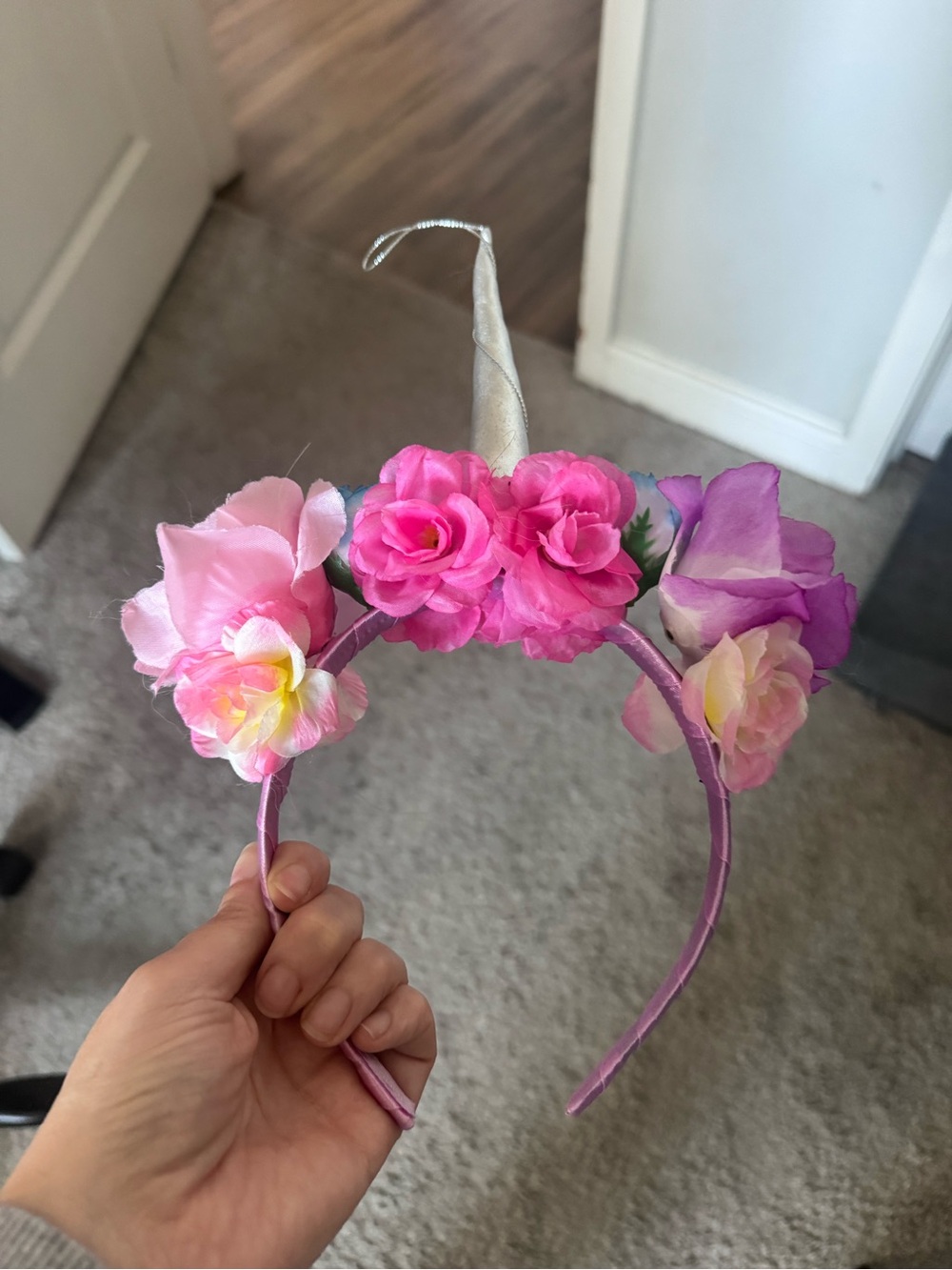 Tarte Floral Unicorn Headband with Pink & Purple Flowers